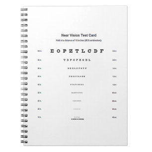 Near Vision Test Card Visual Acuity Exam Notebook