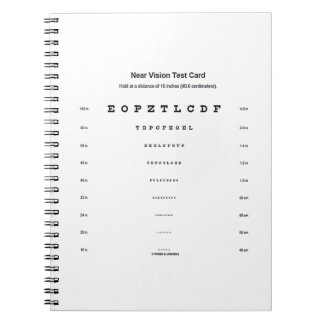 Near Vision Test Card Visual Acuity Exam Notebook