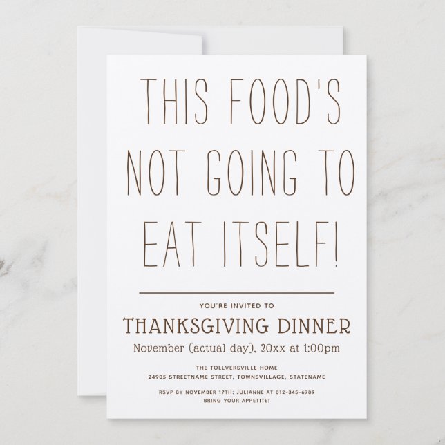 Nearly Exasperated Thanksgiving Holiday Invitation (Front)