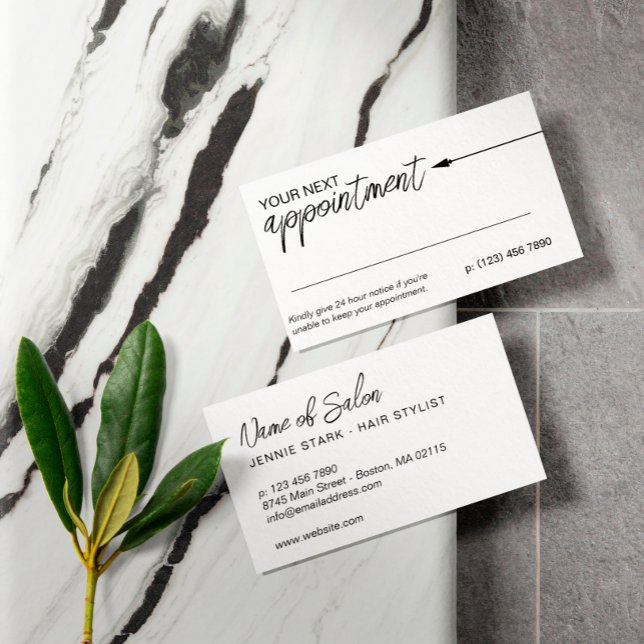 Neat Arrow Black White Minimal Next Appointment Card (Creator Uploaded)