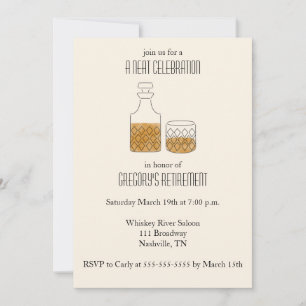 Neat Celebration Whiskey Retirement Party Invitation