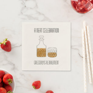 Neat Celebration Whiskey Retirement Party Napkins