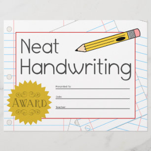 Neat Handwriting Award Certificate