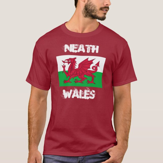 Neath, Wales with Welsh flag T-Shirt (Front)