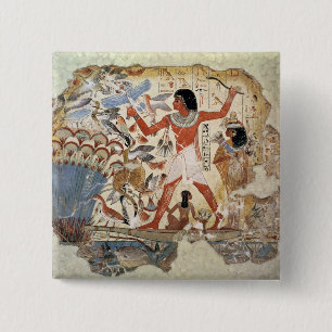 Nebamun hunting in the marshes with his wife 15 cm square badge