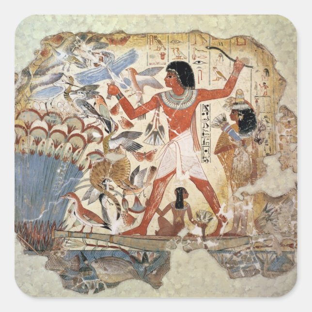 Nebamun hunting in the marshes with his wife square sticker (Front)