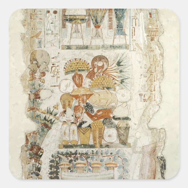 Nebamun receiving offerings from his son square sticker (Front)