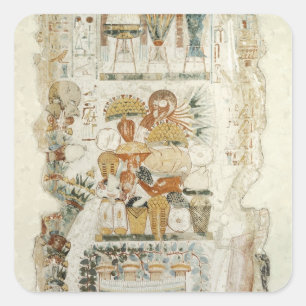 Nebamun receiving offerings from his son square sticker