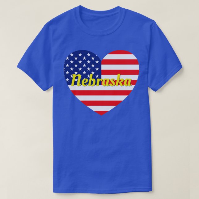 Nebraska American Flag Heart1  T-Shirt (Design Front)