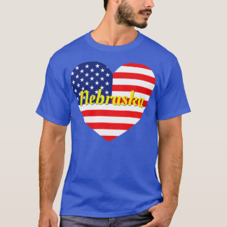 Nebraska American Flag Heart1  T-Shirt