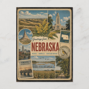 Nebraska Authentic Vintage Style Postcard