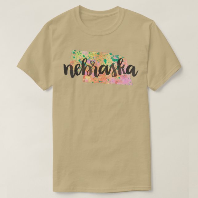nebraska calligraphy and abstract state outline T-Shirt (Design Front)