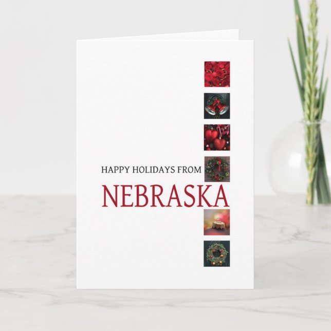 Nebraska Christmas Card with ornaments (Front)