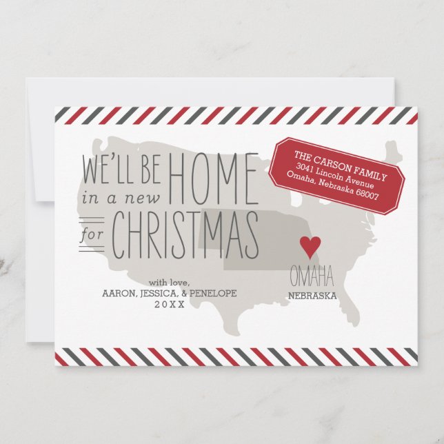 Nebraska Christmas Moving Announcement Holiday (Front)