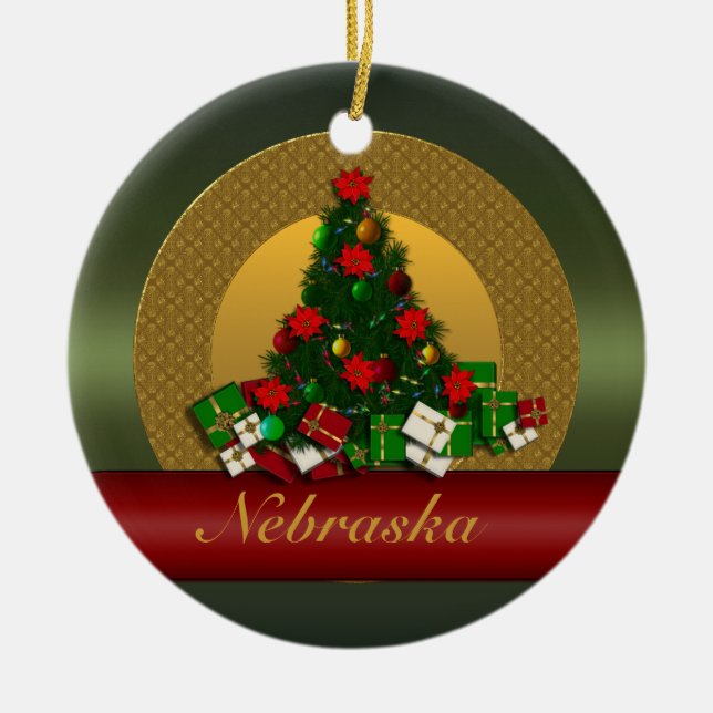 Nebraska Christmas Tree Ornament (Front)