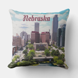 Nebraska City Skyline Omaha Cushion