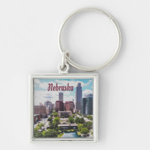 Nebraska City Skyline Omaha Key Ring