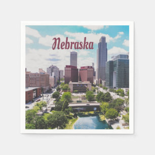 Nebraska City Skyline Omaha Napkin