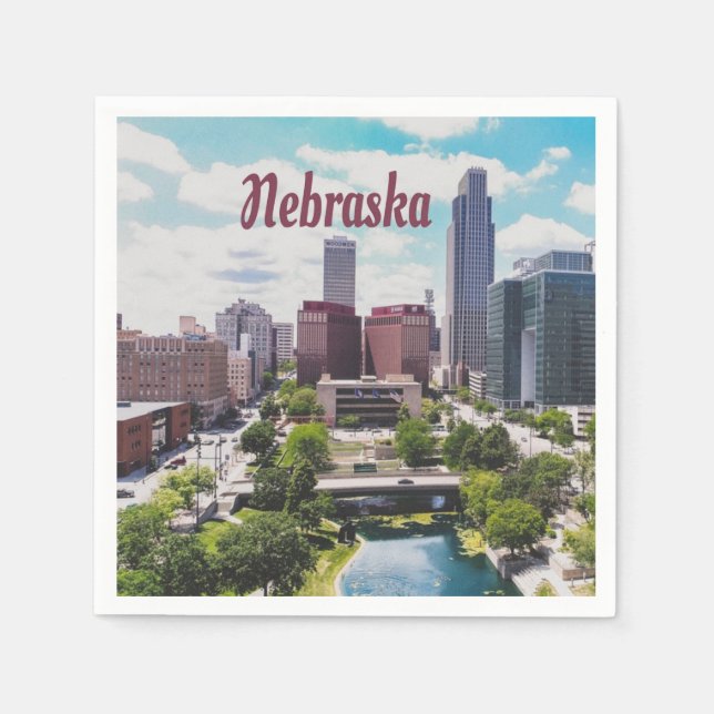 Nebraska City Skyline Omaha Napkin (Front)