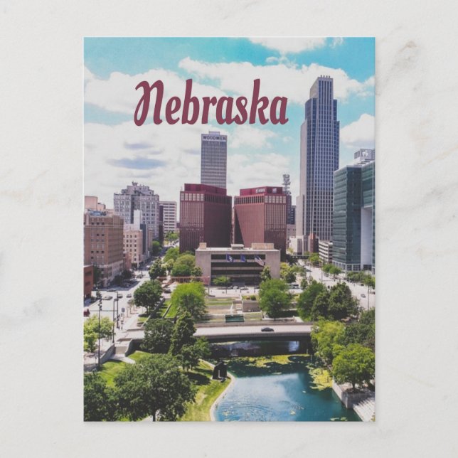 Nebraska City Skyline Omaha Postcard (Front)
