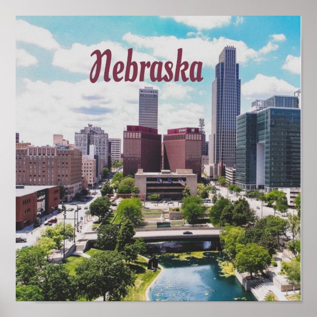 Nebraska City Skyline Omaha Poster (Front)