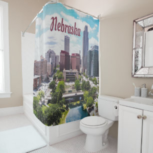 Nebraska City Skyline Omaha Shower Curtain