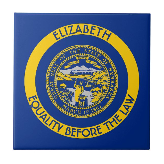 Nebraska Cornhusker State Personalised Flag Tile (Front)