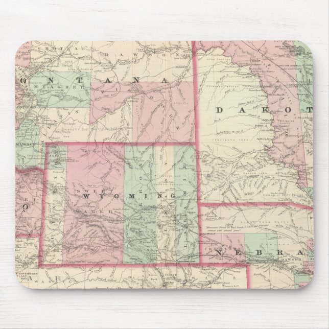 Nebraska, Dakota, Idaho, Montana, and Wyoming Mouse Mat (Front)