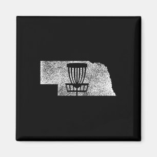 Nebraska Disc Golf State With Basket Distressed Gr Magnet