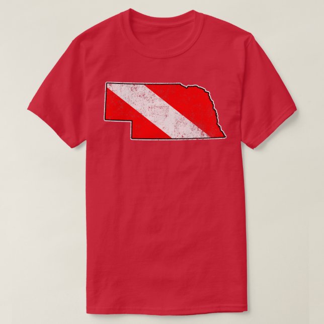 Nebraska Dive Flag Scuba Diving State Map Dive Fla T-Shirt (Design Front)