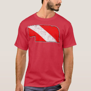 Nebraska Dive Flag Scuba Diving State Map Dive Fla T-Shirt