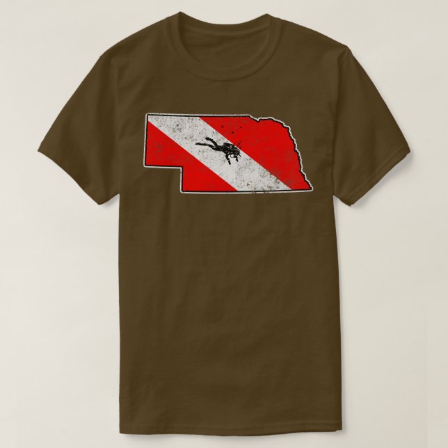 Nebraska Dive Flag Scuba Diving State Map Dive Fla T-Shirt (Design Front)