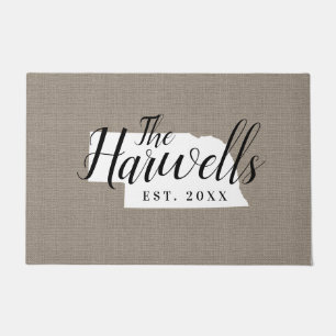 Nebraska Family Monogram State Doormat