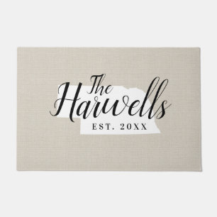 Nebraska Family Monogram State Doormat