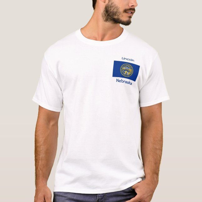 Nebraska Flag Map City T-Shirt (Front)