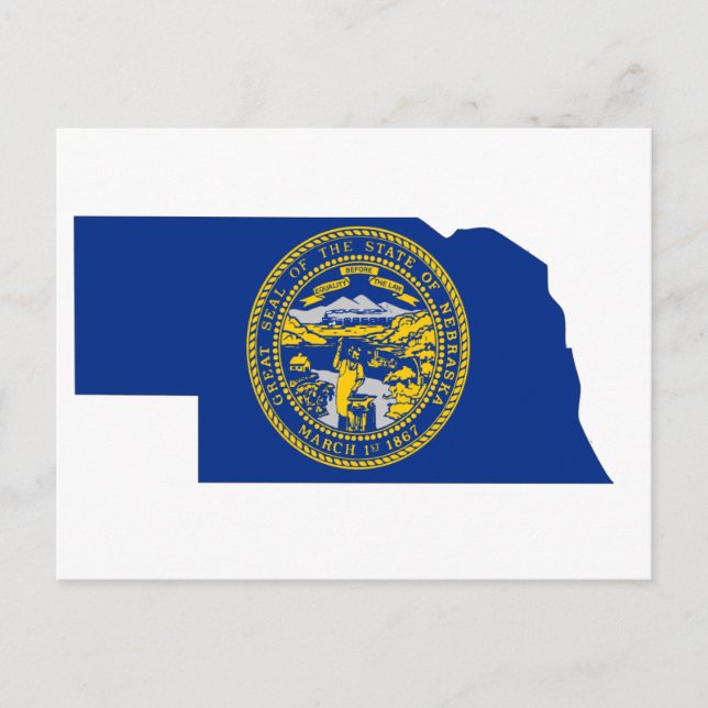 Nebraska Flag Map Postcard (Front)