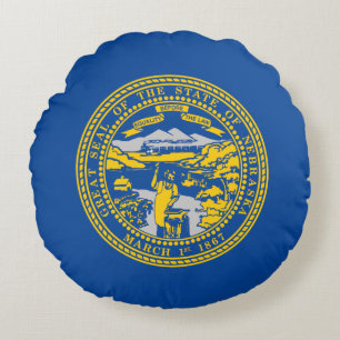 Nebraska flag round cushion