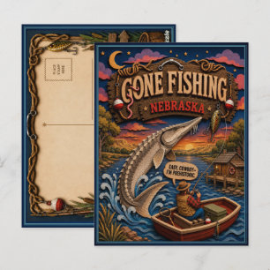 Nebraska Gone Fishing Pallid Sturgeon Postcard