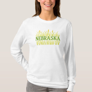 Nebraska Grassland Typography   Rustic Tallgrass  T-Shirt