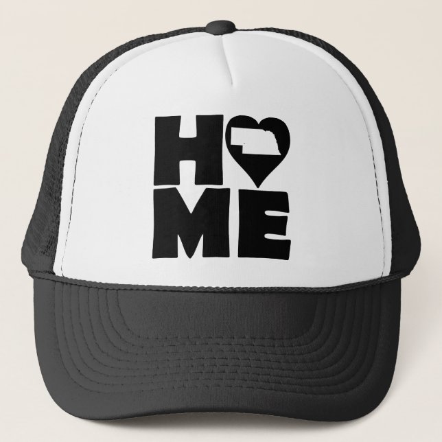 Nebraska Home Heart State Ball Cap Trucker Hat (Front)