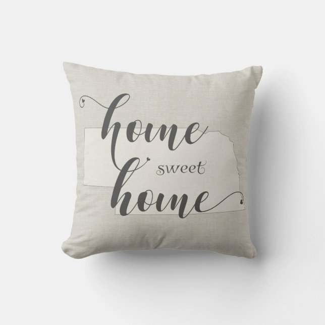 Nebraska - Home Sweet Home burlap-look Cushion (Front)