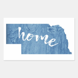 Nebraska Home Wood Grain Rectangular Sticker