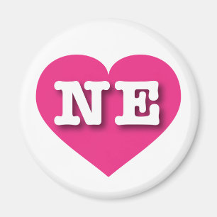 Nebraska Hot Pink Heart - I love NE Magnet