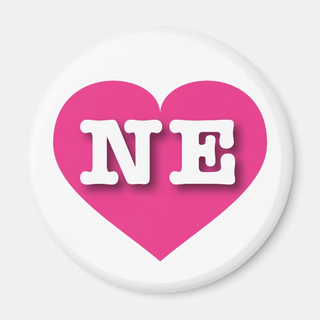 Nebraska Hot Pink Heart - I love NE Magnet (Front)