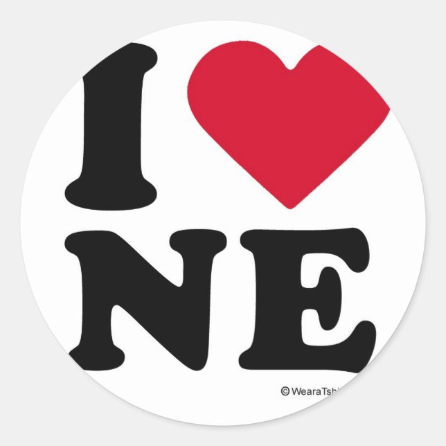 NEBRASKA - "I LOVE NE" "I LOVE NEBRASKA"  CLASSIC ROUND STICKER (Front)