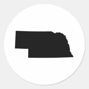 Nebraska in Black Classic Round Sticker