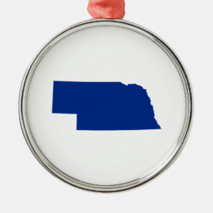 Nebraska in Blue Metal Tree Decoration