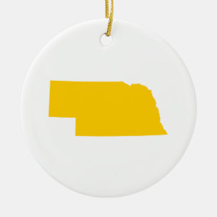 Nebraska in Gold Ceramic Tree Decoration