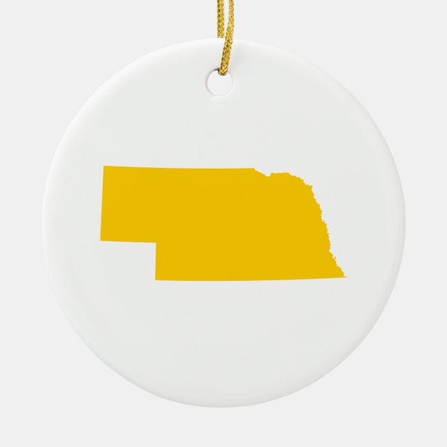 Nebraska in Gold Ceramic Tree Decoration (Front)