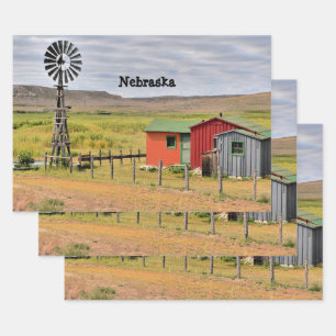 Nebraska landscape  wrapping paper sheet